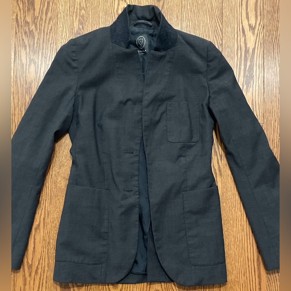 Aritzia Talula Dark Grey A-Line Wool Blend Blazer